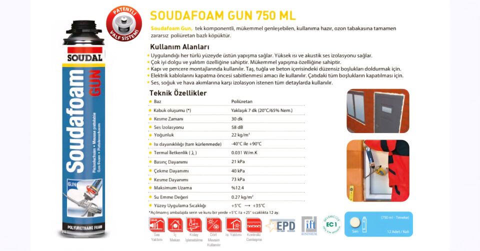 Soudafoam Gun 750 ml Tabancalı Köpük