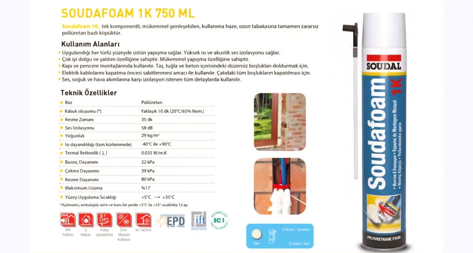 Soudafoam 1K 750 ml Pipetli Köpük