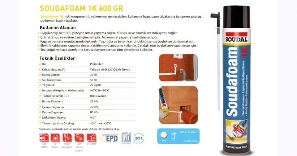SOUDAFOAM 1K 600 GR Poliüretan Köpük