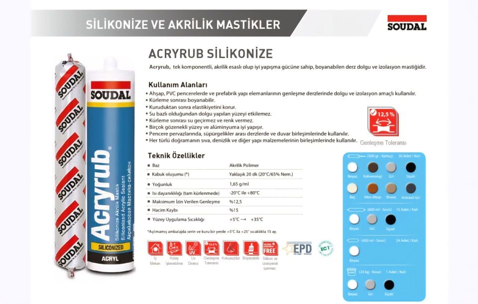 Acryrub Silikonize Dış Cephe Mastiği