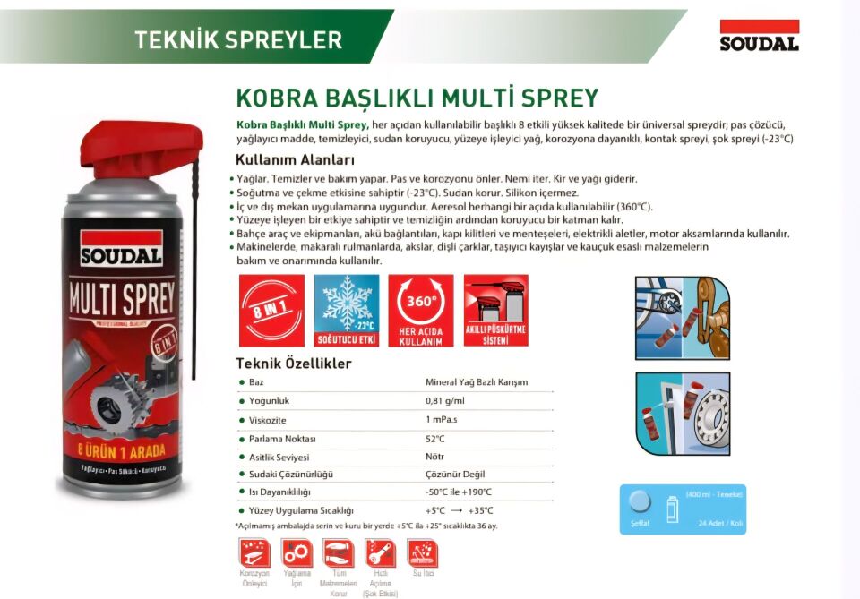 Kobra Başlıklı Multi Sprey Yaglayici-pas Sokucu 8 Foksiyonlu
