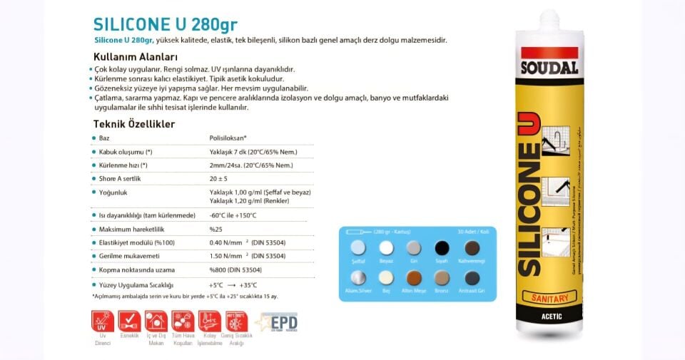 SILICONE U 280gr Genel Amaçlı Silikon